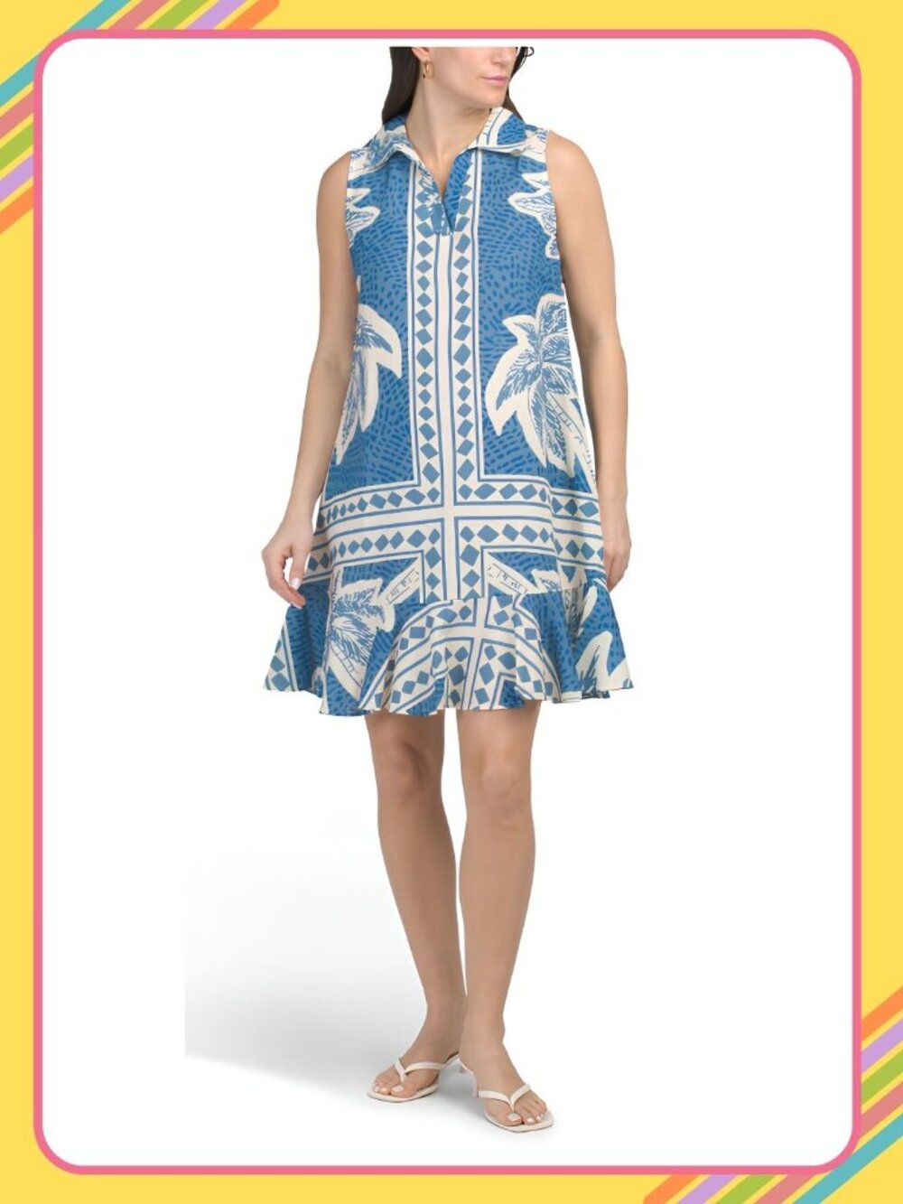 TERZO MILLENNIO Linen Blend Tiered Mini Dress – Size S